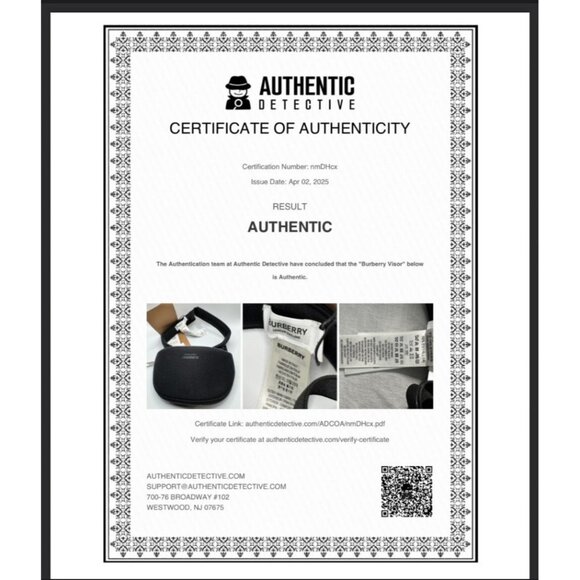 BURBERRY DETANCHABLE ZIP POCKET VISOR/ HAT WITH FRONT LOGO, PALLADIUM HARDWARE - Picture 5 of 8